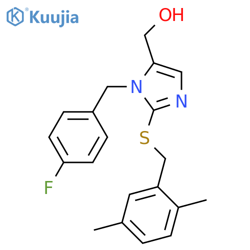 (2-{(2,5-dimethylphenyl)methylsulfanyl}-1-(4-fluorophenyl)methyl-1H-imidazol-5-yl)methanol structure
