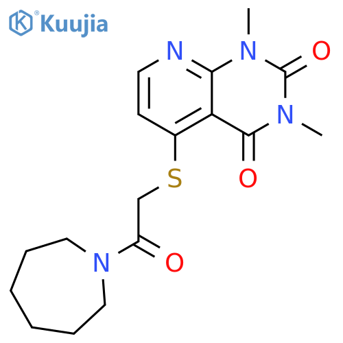 5-{2-(azepan-1-yl)-2-oxoethylsulfanyl}-1,3-dimethyl-1H,2H,3H,4H-pyrido2,3-dpyrimidine-2,4-dione structure
