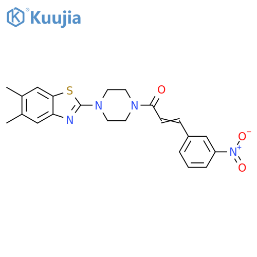 (2E)-1-4-(5,6-dimethyl-1,3-benzothiazol-2-yl)piperazin-1-yl-3-(3-nitrophenyl)prop-2-en-1-one structure