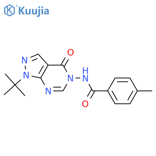 N-{1-tert-butyl-4-oxo-1H,4H,5H-pyrazolo3,4-dpyrimidin-5-yl}-4-methylbenzamide structure