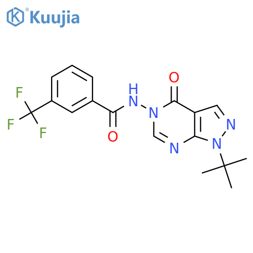 N-{1-tert-butyl-4-oxo-1H,4H,5H-pyrazolo3,4-dpyrimidin-5-yl}-3-(trifluoromethyl)benzamide structure