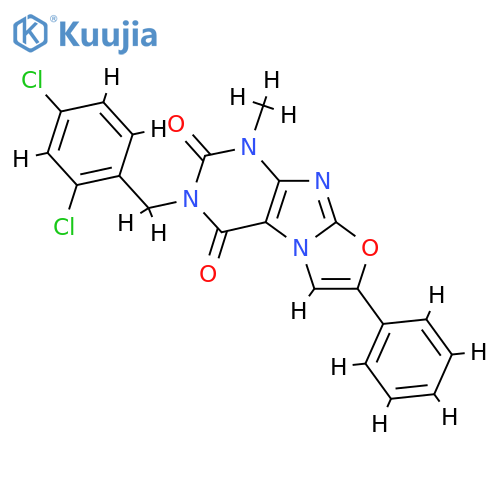 3-(2,4-dichlorophenyl)methyl-1-methyl-7-phenyl-1H,2H,3H,4H-1,3oxazolo3,2-gpurine-2,4-dione structure
