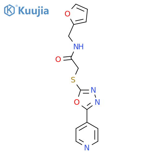 N-(furan-2-yl)methyl-2-{5-(pyridin-4-yl)-1,3,4-oxadiazol-2-ylsulfanyl}acetamide structure