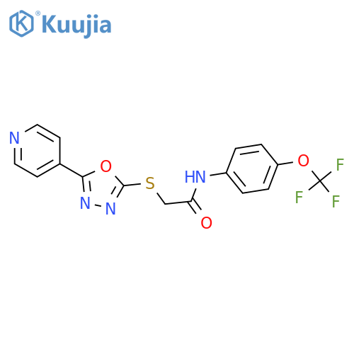 2-{5-(pyridin-4-yl)-1,3,4-oxadiazol-2-ylsulfanyl}-N-4-(trifluoromethoxy)phenylacetamide structure