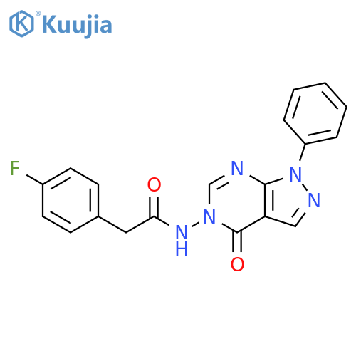 2-(4-fluorophenyl)-N-{4-oxo-1-phenyl-1H,4H,5H-pyrazolo3,4-dpyrimidin-5-yl}acetamide structure
