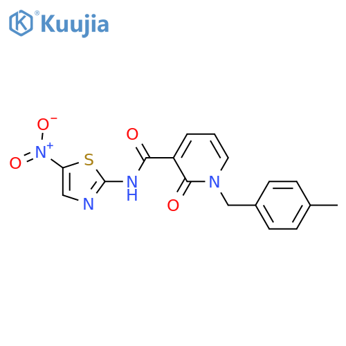 1-(4-methylphenyl)methyl-N-(5-nitro-1,3-thiazol-2-yl)-2-oxo-1,2-dihydropyridine-3-carboxamide structure