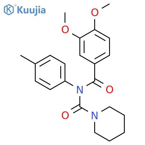 3,4-dimethoxy-N-(4-methylphenyl)-N-(piperidine-1-carbonyl)benzamide structure