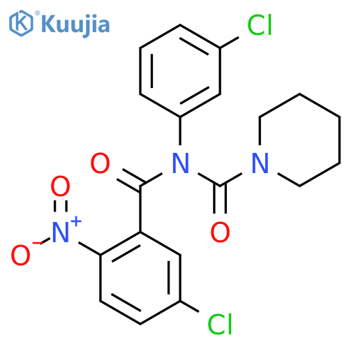 N-(5-chloro-2-nitrobenzoyl)-N-(3-chlorophenyl)piperidine-1-carboxamide structure