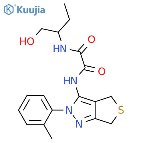 N-(1-hydroxybutan-2-yl)-N'-2-(2-methylphenyl)-2H,4H,6H-thieno3,4-cpyrazol-3-ylethanediamide structure