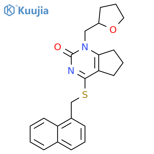 4-{(naphthalen-1-yl)methylsulfanyl}-1-(oxolan-2-yl)methyl-1H,2H,5H,6H,7H-cyclopentadpyrimidin-2-one structure