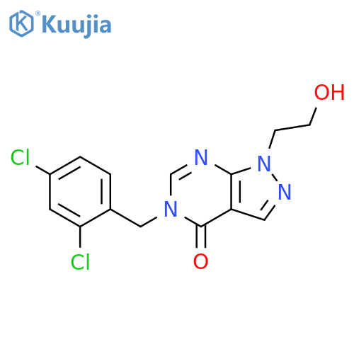 5-(2,4-dichlorophenyl)methyl-1-(2-hydroxyethyl)-1H,4H,5H-pyrazolo3,4-dpyrimidin-4-one structure