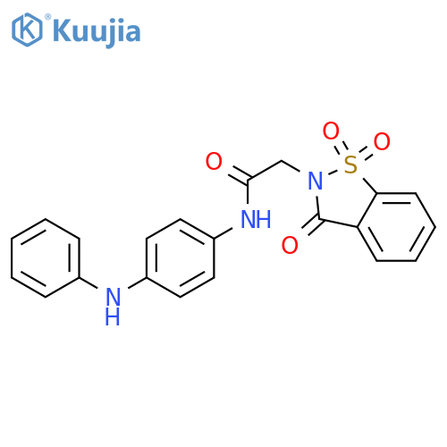 N-4-(phenylamino)phenyl-2-(1,1,3-trioxo-2,3-dihydro-1lambda6,2-benzothiazol-2-yl)acetamide structure