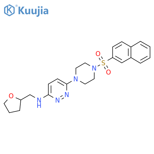 6-4-(naphthalene-2-sulfonyl)piperazin-1-yl-N-(oxolan-2-yl)methylpyridazin-3-amine structure