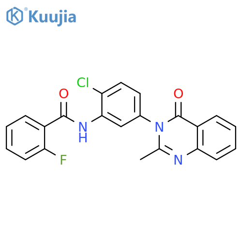 N-2-chloro-5-(2-methyl-4-oxo-3,4-dihydroquinazolin-3-yl)phenyl-2-fluorobenzamide structure