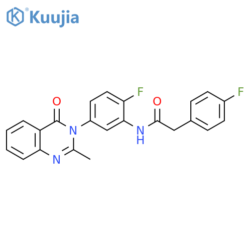 N-2-fluoro-5-(2-methyl-4-oxo-3,4-dihydroquinazolin-3-yl)phenyl-2-(4-fluorophenyl)acetamide structure