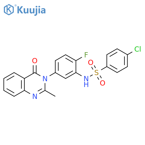 4-chloro-N-2-fluoro-5-(2-methyl-4-oxo-3,4-dihydroquinazolin-3-yl)phenylbenzene-1-sulfonamide structure