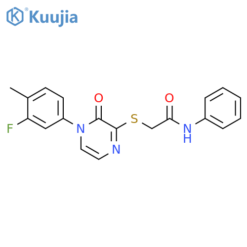 2-{4-(3-fluoro-4-methylphenyl)-3-oxo-3,4-dihydropyrazin-2-ylsulfanyl}-N-phenylacetamide structure