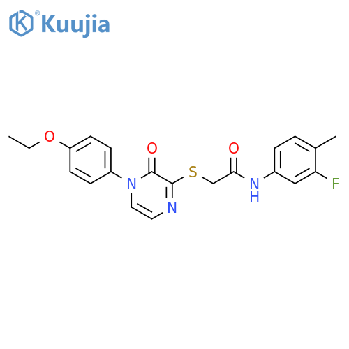 2-{4-(4-ethoxyphenyl)-3-oxo-3,4-dihydropyrazin-2-ylsulfanyl}-N-(3-fluoro-4-methylphenyl)acetamide structure