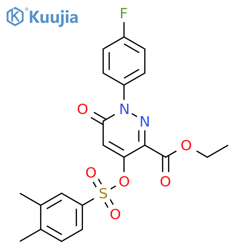 ethyl 4-(3,4-dimethylbenzenesulfonyl)oxy-1-(4-fluorophenyl)-6-oxo-1,6-dihydropyridazine-3-carboxylate structure