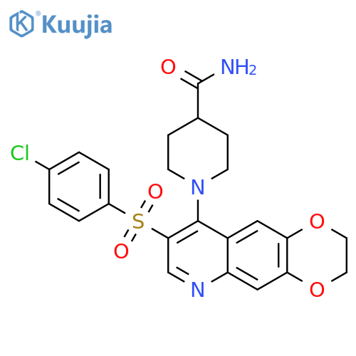 1-8-(4-chlorobenzenesulfonyl)-2H,3H-1,4dioxino2,3-gquinolin-9-ylpiperidine-4-carboxamide structure
