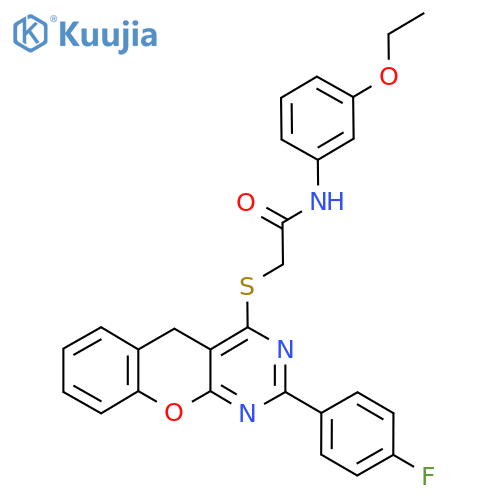 N-(3-ethoxyphenyl)-2-{2-(4-fluorophenyl)-5H-chromeno2,3-dpyrimidin-4-ylsulfanyl}acetamide structure