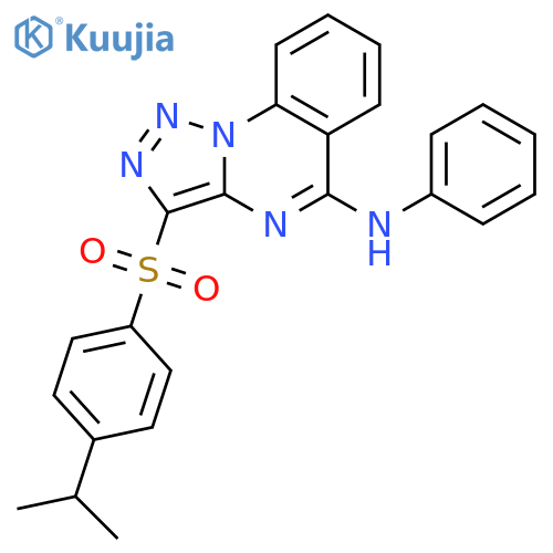 N-phenyl-3-4-(propan-2-yl)benzenesulfonyl-1,2,3triazolo1,5-aquinazolin-5-amine structure