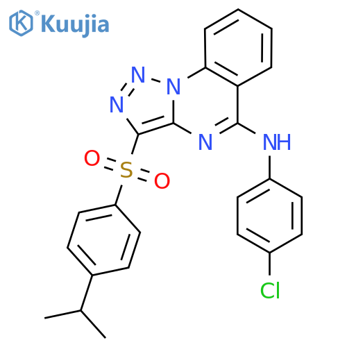 N-(4-chlorophenyl)-3-4-(propan-2-yl)benzenesulfonyl-1,2,3triazolo1,5-aquinazolin-5-amine structure