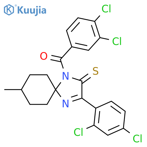 1-(3,4-dichlorobenzoyl)-3-(2,4-dichlorophenyl)-8-methyl-1,4-diazaspiro4.5dec-3-ene-2-thione structure
