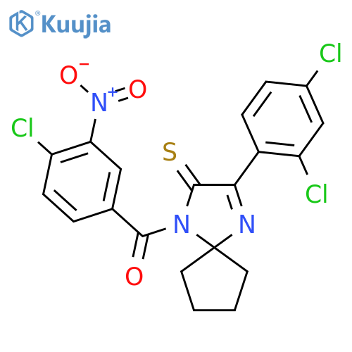 1-(4-chloro-3-nitrobenzoyl)-3-(2,4-dichlorophenyl)-1,4-diazaspiro4.4non-3-ene-2-thione structure