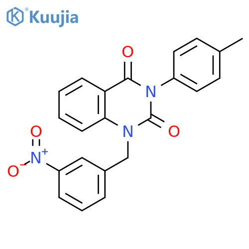3-(4-methylphenyl)-1-(3-nitrophenyl)methyl-1,2,3,4-tetrahydroquinazoline-2,4-dione structure