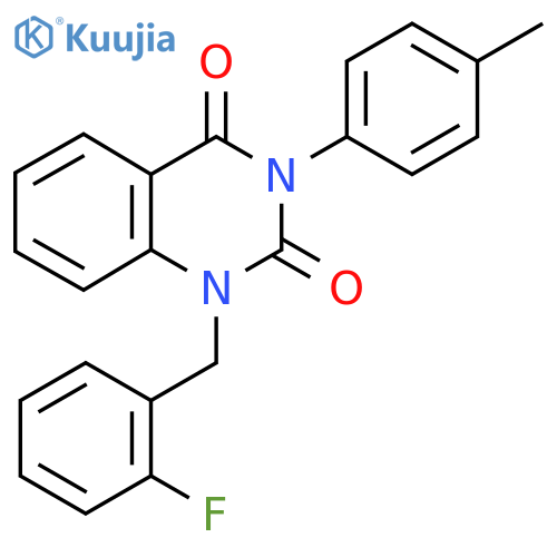 1-(2-fluorophenyl)methyl-3-(4-methylphenyl)-1,2,3,4-tetrahydroquinazoline-2,4-dione structure
