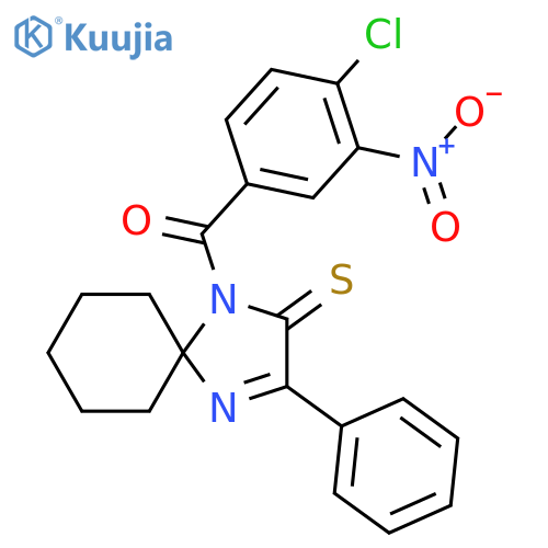 1-(4-chloro-3-nitrobenzoyl)-3-phenyl-1,4-diazaspiro4.5dec-3-ene-2-thione structure