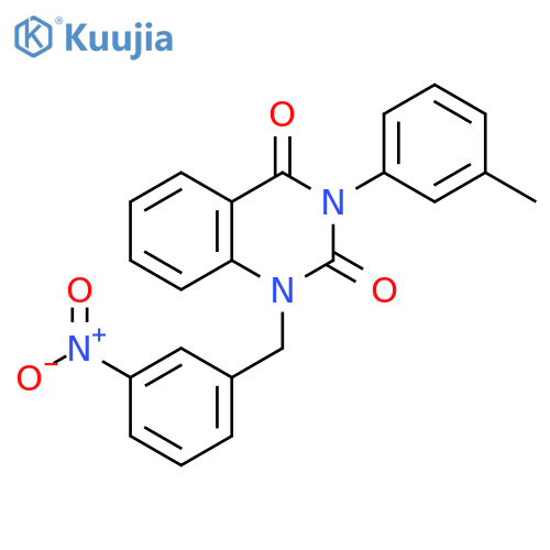 3-(3-methylphenyl)-1-(3-nitrophenyl)methyl-1,2,3,4-tetrahydroquinazoline-2,4-dione structure