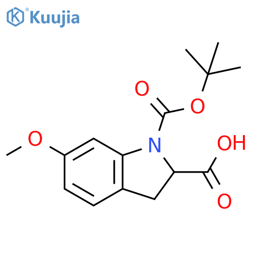 1H-Indole-1,2-dicarboxylic acid, 2,3-dihydro-6-methoxy-, 1-(1,1-dimethylethyl) ester structure