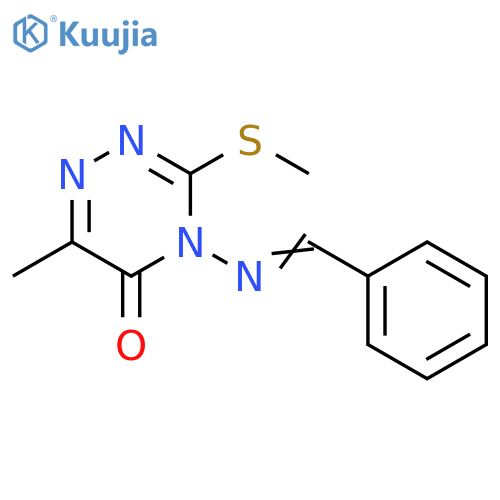 1,2,4-Triazin-5(4H)-one, 6-methyl-3-(methylthio)-4-[(phenylmethylene)amino]- structure