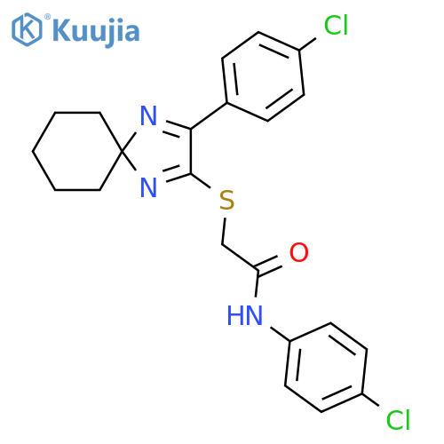 N-(4-chlorophenyl)-2-{3-(4-chlorophenyl)-1,4-diazaspiro4.5deca-1,3-dien-2-ylsulfanyl}acetamide structure