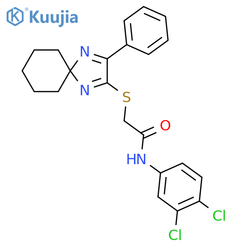N-(3,4-dichlorophenyl)-2-({3-phenyl-1,4-diazaspiro4.5deca-1,3-dien-2-yl}sulfanyl)acetamide structure