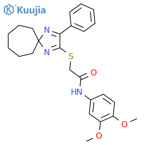 N-(3,4-dimethoxyphenyl)-2-({3-phenyl-1,4-diazaspiro4.6undeca-1,3-dien-2-yl}sulfanyl)acetamide structure