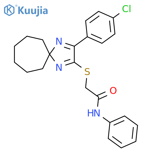 2-{3-(4-chlorophenyl)-1,4-diazaspiro4.6undeca-1,3-dien-2-ylsulfanyl}-N-phenylacetamide structure