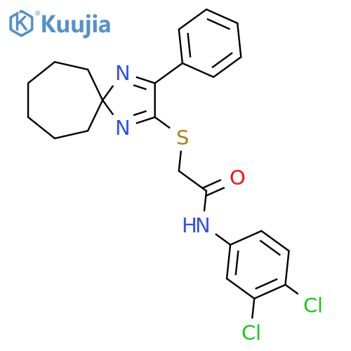 N-(3,4-dichlorophenyl)-2-({3-phenyl-1,4-diazaspiro4.6undeca-1,3-dien-2-yl}sulfanyl)acetamide structure