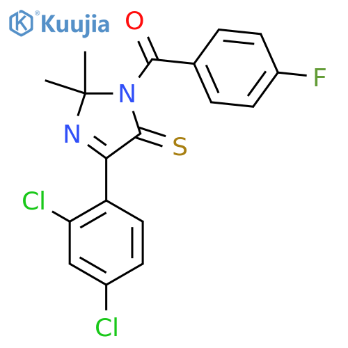 4-(2,4-dichlorophenyl)-1-(4-fluorobenzoyl)-2,2-dimethyl-2,5-dihydro-1H-imidazole-5-thione structure
