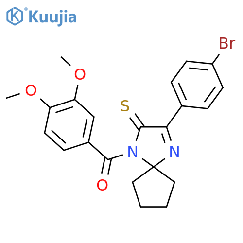 3-(4-bromophenyl)-1-(3,4-dimethoxybenzoyl)-1,4-diazaspiro4.4non-3-ene-2-thione structure