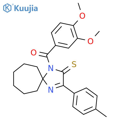 1-(3,4-dimethoxybenzoyl)-3-(4-methylphenyl)-1,4-diazaspiro4.6undec-3-ene-2-thione structure