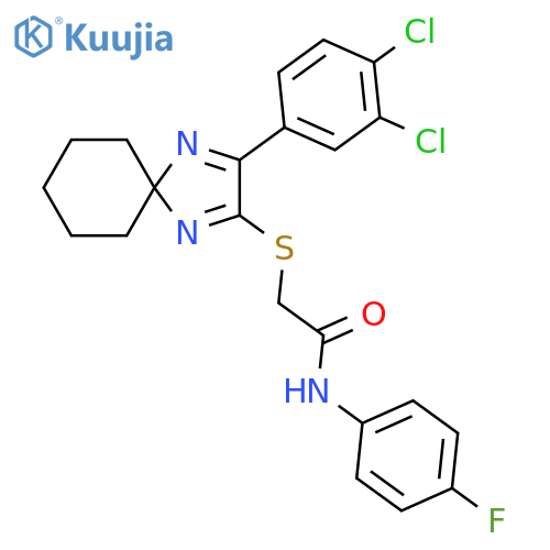 2-{3-(3,4-dichlorophenyl)-1,4-diazaspiro4.5deca-1,3-dien-2-ylsulfanyl}-N-(4-fluorophenyl)acetamide structure