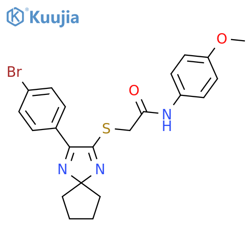 2-{3-(4-bromophenyl)-1,4-diazaspiro4.4nona-1,3-dien-2-ylsulfanyl}-N-(4-methoxyphenyl)acetamide structure