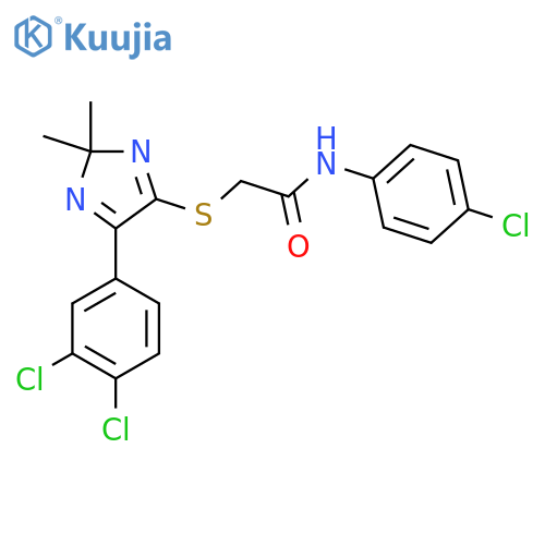 N-(4-chlorophenyl)-2-{5-(3,4-dichlorophenyl)-2,2-dimethyl-2H-imidazol-4-ylsulfanyl}acetamide structure