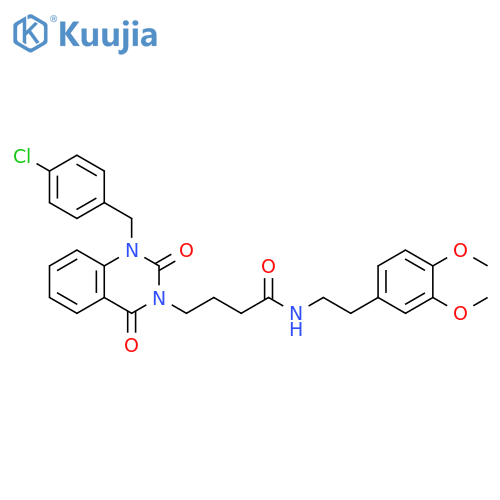4-{1-(4-chlorophenyl)methyl-2,4-dioxo-1,2,3,4-tetrahydroquinazolin-3-yl}-N-2-(3,4-dimethoxyphenyl)ethylbutanamide structure