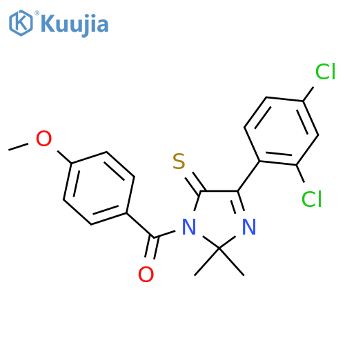 4-(2,4-dichlorophenyl)-1-(4-methoxybenzoyl)-2,2-dimethyl-2,5-dihydro-1H-imidazole-5-thione structure