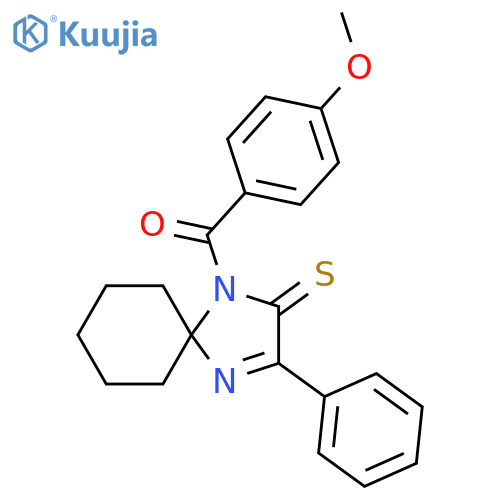 1-(4-methoxybenzoyl)-3-phenyl-1,4-diazaspiro4.5dec-3-ene-2-thione structure