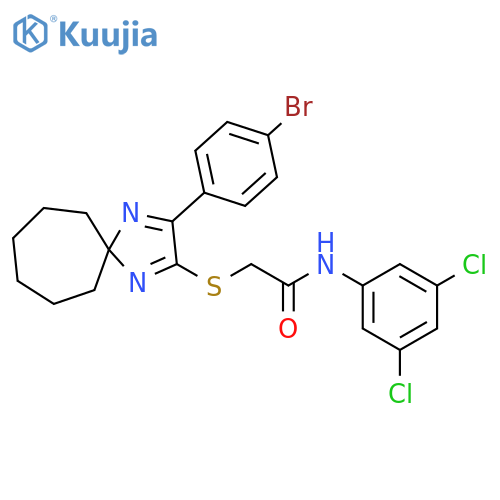 2-{3-(4-bromophenyl)-1,4-diazaspiro4.6undeca-1,3-dien-2-ylsulfanyl}-N-(3,5-dichlorophenyl)acetamide structure